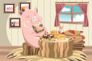 A pig eating a sandwich --- Image by © Artisticco/ImageZoo/Corbis